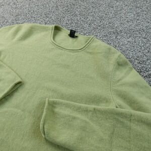 Prive Sweater Womens M Green Cashmere Crewneck Roll Neck Pullover Knit Soft Cozy